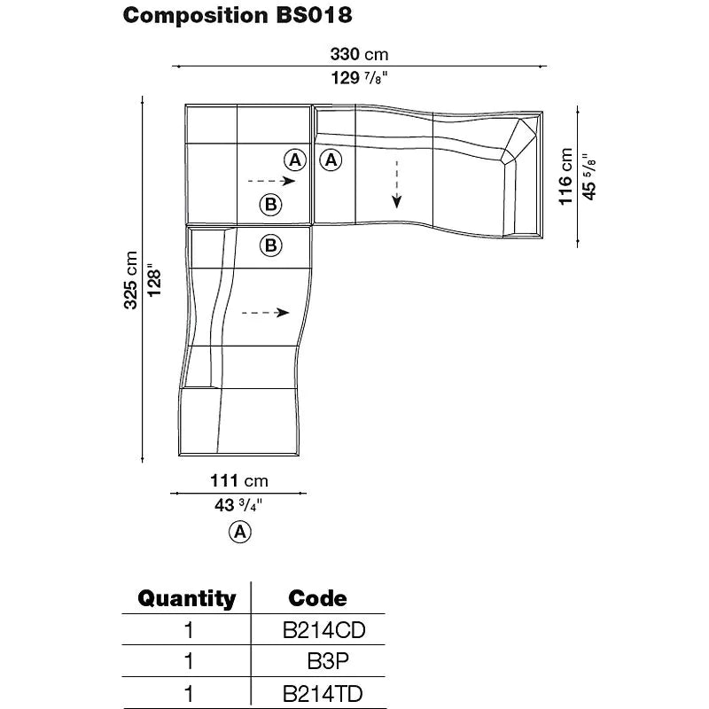 B&B Italia Bend Modular Sofa Configuration BS018